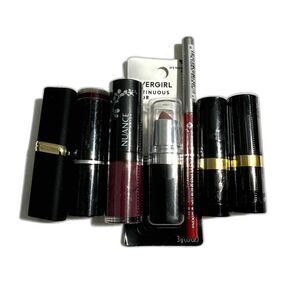 NWT Lipstick Liner Bundle of 7 Revlon Covergirl MUA L'Oreal Red Mauve Plum